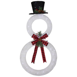 NORTHLIGHT 48" Led Lighted Wreath Snowman Outdoor Christmas Decoration