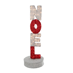 NORTHLIGHT 39" Lighted And Silver Noel Outdoor Christmas Sign Decoration In Red