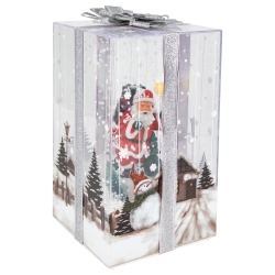 NORTHLIGHT Lighted And Musical Santa Snowing Gift Box With Ribbon Christmas Decoration - 12