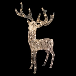 NORTHLIGHT Led Lighted Commercial Grade Acrylic Reindeer Outdoor Christmas Decoration - 46.5" - Warm Lights In White