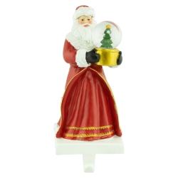 NORTHLIGHT 9" Old-World Santa With Snow Globe Christmas Stocking Holder