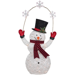NORTHLIGHT 57" Led Lighted Snowman Holding Snowflakes Outdoor Christmas Decoration