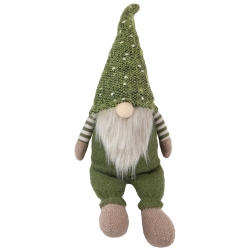 NORTHLIGHT Sitting Christmas Gnome Decoration - 20.5" - Olive In Green