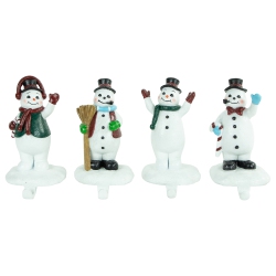 NORTHLIGHT Winter Ready Glitter Snowman Christmas Stocking Holders - 7" - Set Of 4