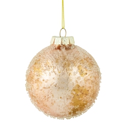 NORTHLIGHT Frosted Fused Glass Christmas Ball Ornament - 3.25" - Rose In Gold