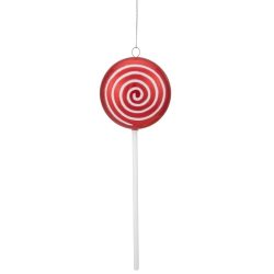 NORTHLIGHT 10" Candy Lollipop With Iridescent Glitter Swirl Shatterproof Christmas Ornament In Red