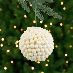 NORTHLIGHT Berries Christmas Ball Ornament - 4.75" - In White