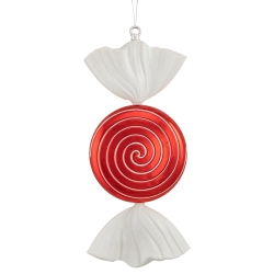 NORTHLIGHT Swirl Peppermint Candy Shatterproof Commercial Christmas Ornament - 18" - In Red