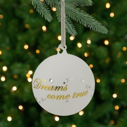 NORTHLIGHT Reindeer "dreams Come True" Glass Christmas Ornament Ball - 4.5" - Gold And In White
