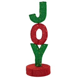NORTHLIGHT 39" Lighted And Green 'joy' Outdoor Christmas Sign In Red