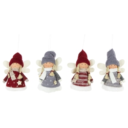NORTHLIGHT Plush Angel Girl Hanging Christmas Ornaments - 4.25" - And Gray - Set Of 4 In Red