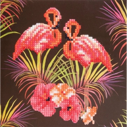 CRYSTAL ART - Ca Card - Flamingos