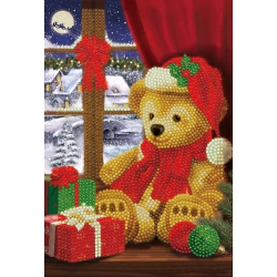 CRYSTAL ART - Ca Notebook - Festive Teddy