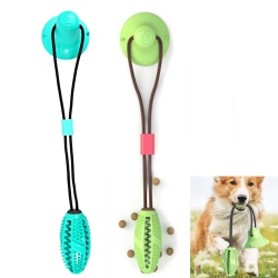 ISTAR Multifunction Chew Toys for Cleaning Teeth, Self Playing Treat Ball With Suction Cup Food Dispensing for Dog Puppy