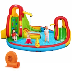 COSTWAY Kids Inflatable Water Slide Bounce Park Splash Pool With Water Cannon & 550W Blower