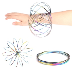 HLD Magic Flow Ring, Colorful Stainless Steel Bracelet Sensory Toys, Fun Outdoor Intelligent Relaxation Educational 3D Shape Spring Bracelet Arm