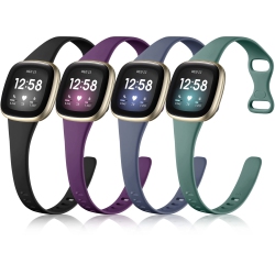 HLD Getino Compatible \w Fitbit Sense 1/2 Versa 3/4 Bands for Women Men, Flexible Thin Soft Silicone Replacement Strap Slim Band for Fitbit Versa 3/4
