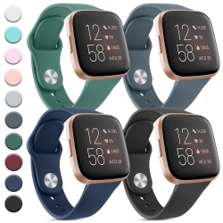 HLD 4 Pack Bands for Fitbit Versa 2 / Fitbit Versa / Fitbit Versa Se / Fitbit Versa Lite Bands for Women Men, Soft Silicone Sport Strap Replacement