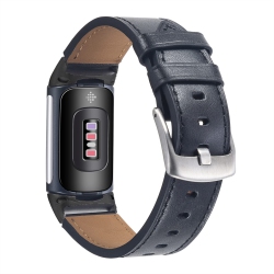 HLD Leather Bands Compatible \w Fitbit Charge 5, Replacement Genuine Leather Straps for Women Men, Soft Leather Adjustable Watch Band Replacement