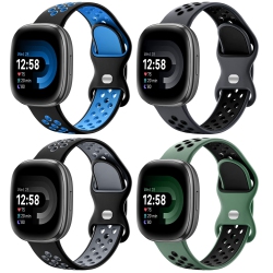 HLD 4 Pack Sport Band Compatible for Fitbit Versa 3/versa 4/ Fitbit Sense/ Sense 2 Bands Women Men, Soft Wristband Replacement Accessories for Fitbit