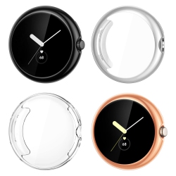 HLD Nanw 4-Pack Screen Protector Compatible \w Google Pixel Watch, Soft Tpu Rugged Bumper Case Cover All-Around Protective Plated Bumper Shell