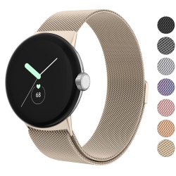 HLD Metal Band Compatible \w Google Pixel Watch Bands for Women Men, Stainless Steel Mesh Loop Adjustable Wristband Replacement Strap for Google