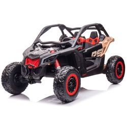KIDSVIP Kids Ride On Can-Am Maverick Rs Utv 2X24V Battery Powered Buggy: Rubber Wheels, 2 Leather Seats, 4X4 Awd, Music Player, Remote