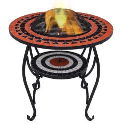 VIDAXL Mosaic Fire Pit Table Terracotta And 26.8" Ceramic In White