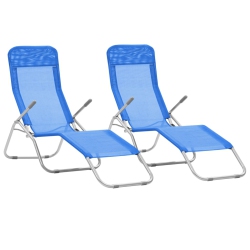 VIDAXL Folding Sun Loungers 2 PCs Textilene In Blue