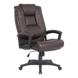 OFFICE STAR High Back Espresso Bonded Leather Chair With Padded Loop Arms