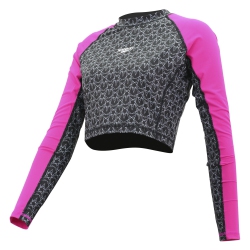 SPEEDO Women's Long Sleeve Cropped Rash Guard, Xl In Multicolor