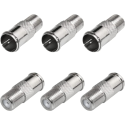 DOLAER 6PCs F Type Male to Female Quick Connector Coaxial Adapter Quick Push On Adapter In Silver