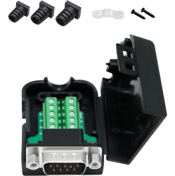 DOLAER Db9 Breakout Connector to Wiring Terminal Board Db-9 Male Rs232 Serial Adapter Solderless Module \w Terminals Block, Case, Nuts And Tail Pipes