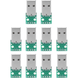 DOLAER USB Breakout Board, 10 Pieces USB to Dip Board USB Type A to Dip Adapter Board Male 4 P USB Dip Adapter 2.54MM Pitch Header Adapter Connector