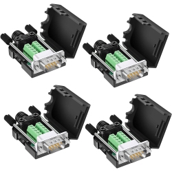 DOLAER Db9 Breakout Connector (4 Male), B Db9 Solderless Connector Rs232 D-Sub Serial Adapters 16MM Thinner 9 Pin Port Terminal Breakout Board \w