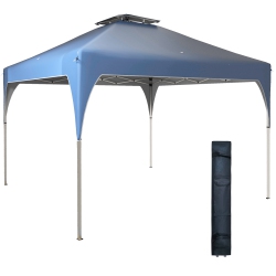 OUTSUNNY 10'x10' Pop Up Canopy, Easy Set Up Party Tent With 2 Tier Vented Roof And Carrying Bag for Outdoor, Garden, Camping In Blue
