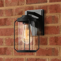 UOLFIN Modern Minimalist Outdoor Wall Light, 1-Light Outdoor Wall Lantern Sconce In Black