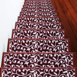 SUSSEXHOME Stair Treads - Carpet Strips for Indoor Stairs - Easy to Install With Double Adhesive Tape - Safe, 9" X 28" - 7-Pack - In Red
