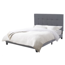 CORLIVING Ellery Fabric Tufted Bed, Double In Grey