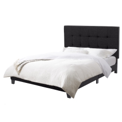 CORLIVING Ellery Fabric Tufted Bed, Double In Black