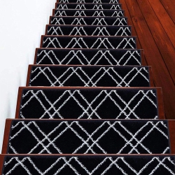 SUSSEXHOME Stair Treads - Carpet Strips for Indoor Stairs - Easy to Install With Double Adhesive Tape - Safe, 9" X 28" - 4-Pack - In Navy