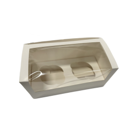 EASYSWEETZ Window Cupcake Box With Insert – 2 Slot - 25 Pack In White