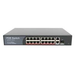 AXGEAR Poe Network Switch 16 Port Poe 100M + 2 Port 1000M Uplink + 1 Port 1000M Sfp
