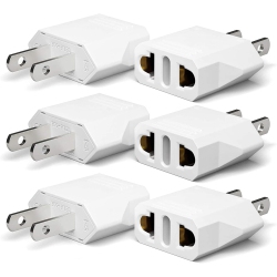 TEDLIN Universal European/asia to Us/ca Travel Power Plug Adapter Converter - - 6 Pack In White