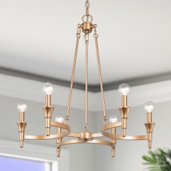 UOLFIN 6-Light Matte With Classic Candle Style Modern/contemporary Chandelier In Gold