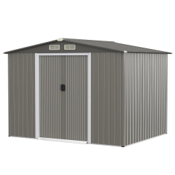 COSTWAY 8'x6' Outdoor Storage Shed Galvanized Steel Tool House Organizer for Garden Yard