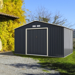 COSTWAY 11' X 8' Metal Storage Shed for Garden And Tools W/sliding Double Lockable Doors