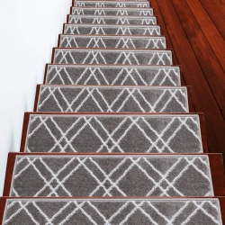 SUSSEXHOME Stair Treads - Carpet Strips for Indoor Stairs - Easy to Install With Double Adhesive Tape - Safe, 9" X 28" - 7-Pack - In Gray