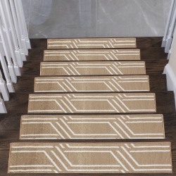 SUSSEXHOME Stair Treads - Carpet Strips for Indoor Stairs - Easy to Install With Double Adhesive Tape - Safe, 9" X 28" - 13-Pack - In Beige