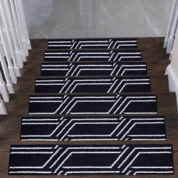 SUSSEXHOME Stair Treads - Carpet Strips for Indoor Stairs - Easy to Install With Double Adhesive Tape - Safe, 9" X 28" - 13-Pack - In Navy